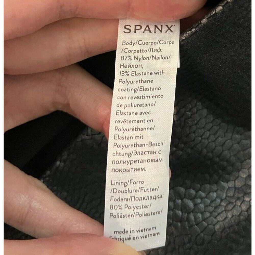 Spanx Faux‎ Python Leather Pebbled Gray Women's L… - image 3